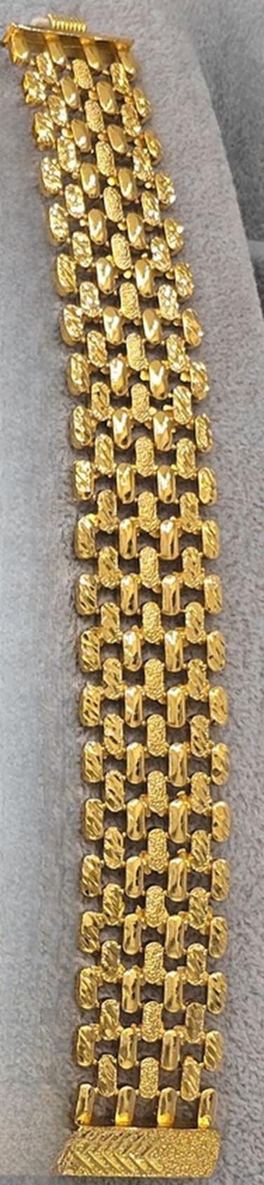 Luxury Gold Plated Chunky Chain Bracelet Textured Link Jewelry