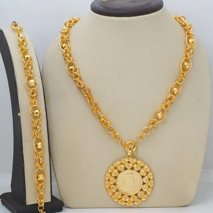 Gold-Plated Ottoman Medallion Bridal Jewelry Set – Necklace, Bracelet, Earrings & Ring