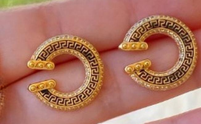 Gold-Plated Greek Key Jewelry Set – Necklace, Bracelet, Earrings & Ring – Elegant Statement Set for Women