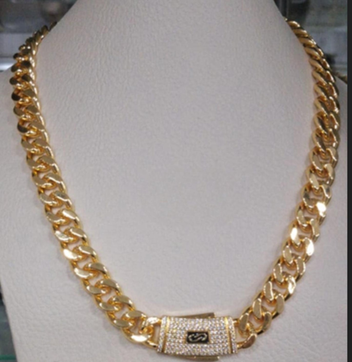 Luxury Gold Plated Monaco Cuban Chain Jewelry Set Statement Gift