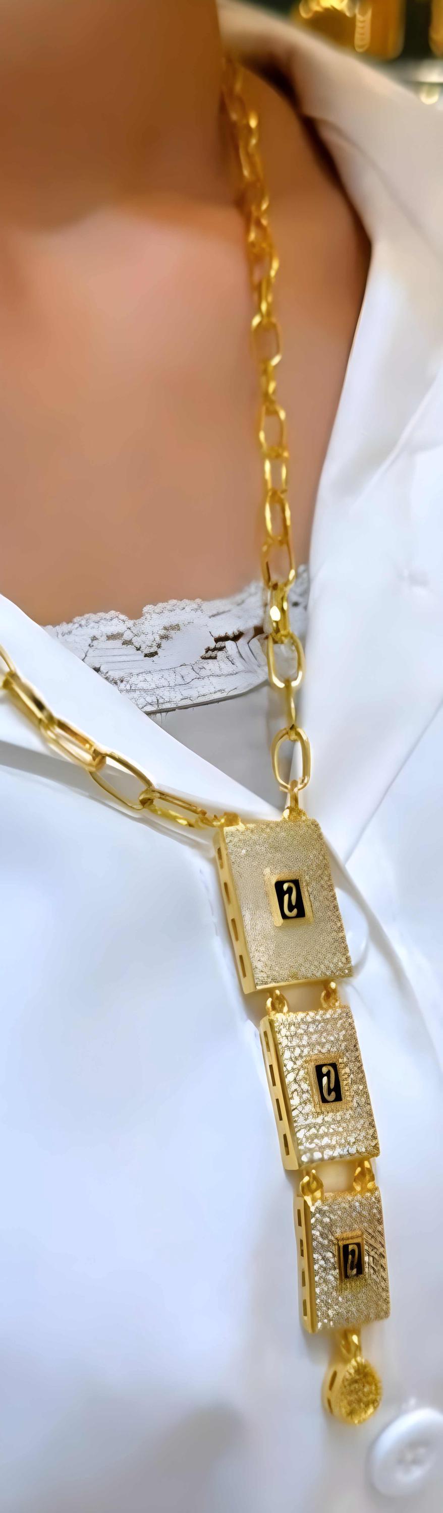 Luxury Gold Plated Rectangle Pendant Necklace