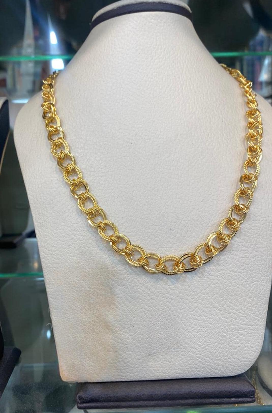 Gold Plated Chain Jewelry Set Chunky Link Necklace Bracelet Earrings
