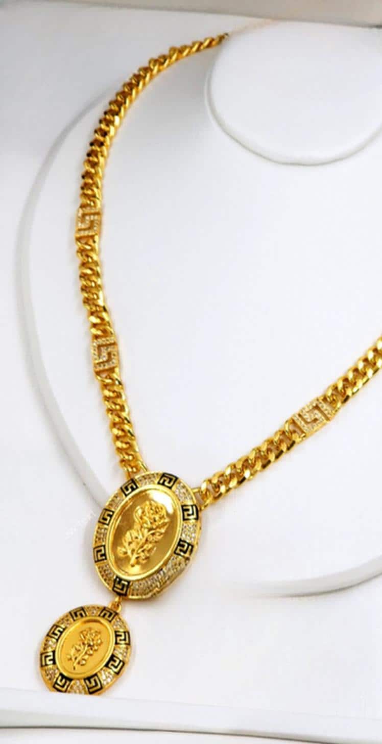 Gold Plated Greek Medallion Jewelry Set Statement