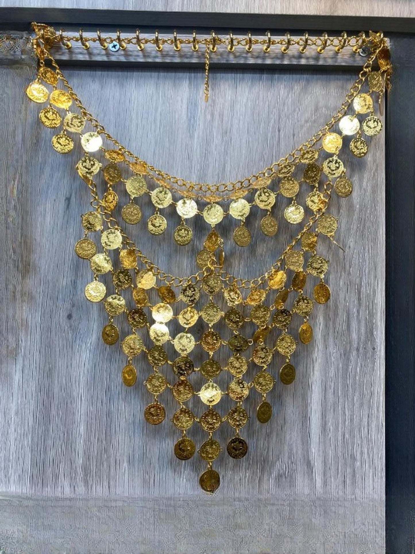 Gold Plated Coin Face Chain Festival Jewelry Ottoman Style Statement Necklace
