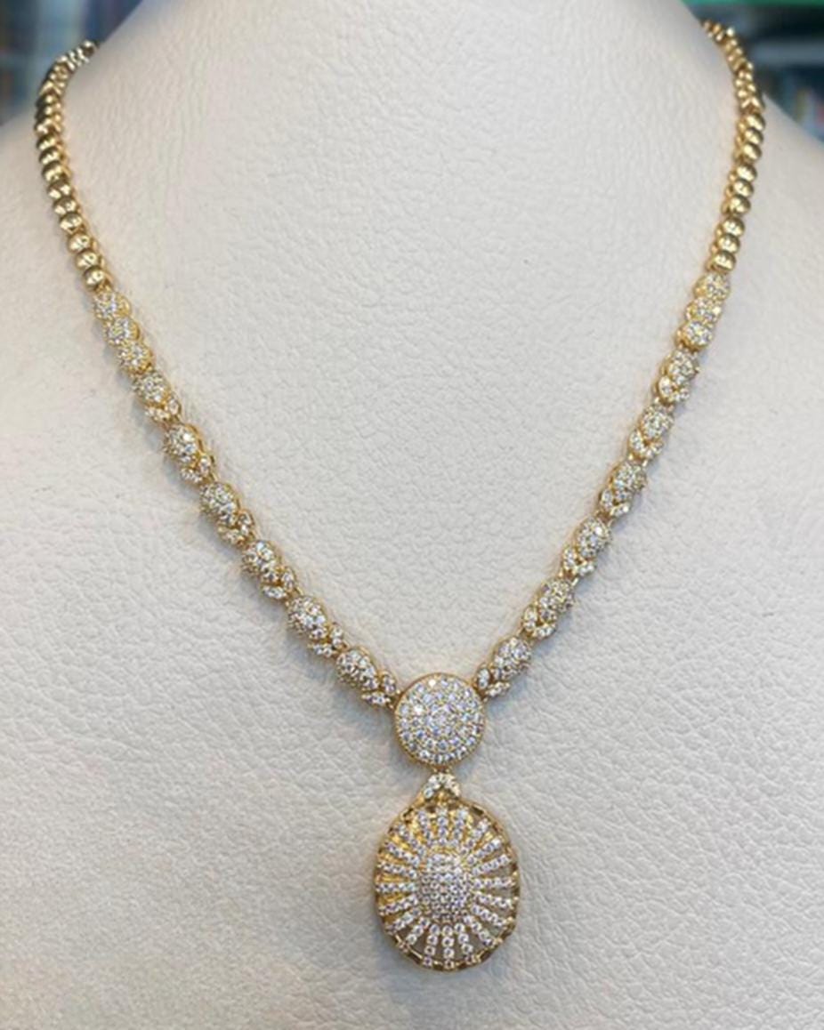 Gold Plated Sunburst Jewelry Set Luxury Necklace Earrings Ring Elegant