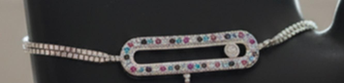 Luxury Colorful Sliding Stone Hand Harness • Rainbow Crystal Move Slave Bracelet Ring