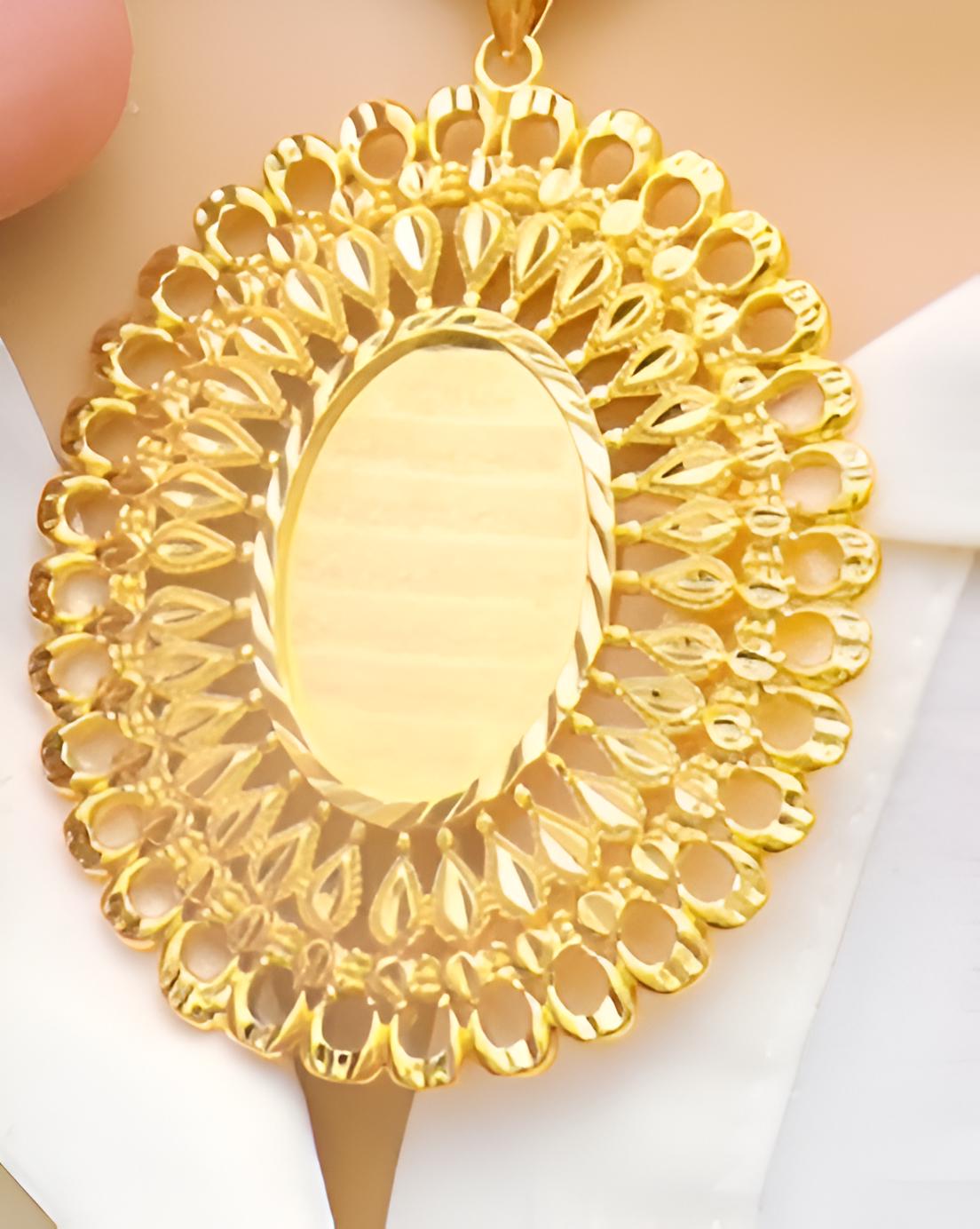 Gold-Plated Arabic Jewelry Set – Heart  Sun Motif – Statement Necklace, Bracelet, Ring & Earrings