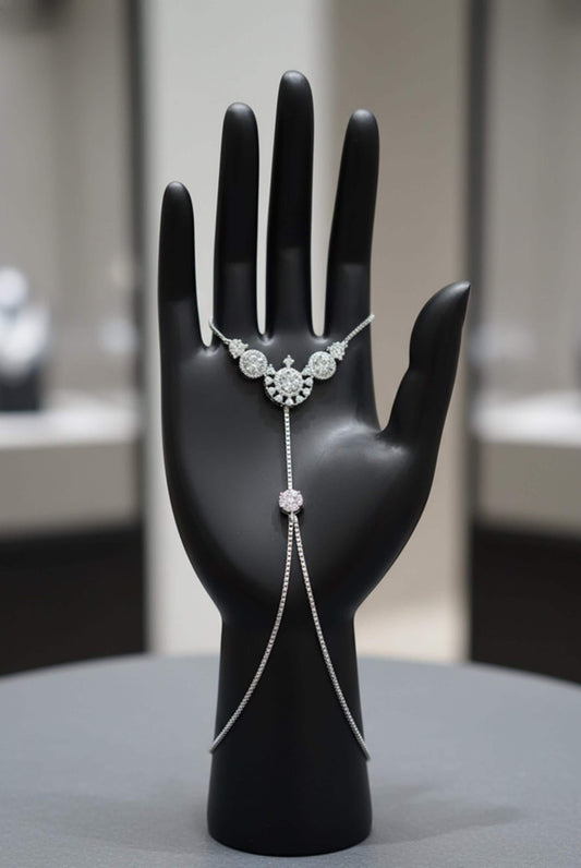 Luxury Silver Hand Chain Bracelet Elegant Bridal Slave Jewelry