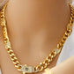 Gold-Plated Cuban Jewelry Set – 21K Style Necklace, Bracelet & Earrings