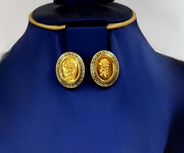 Gold Plated Greek Medallion Jewelry Set Statement