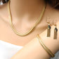 Luxury Gold-Plated Flat Chain Jewelry Set | Necklace  Bracelet  Earrings  Elegant Design