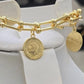 Gold Plated Coin Jewelry Set Chain Necklace Bracelet Earrings