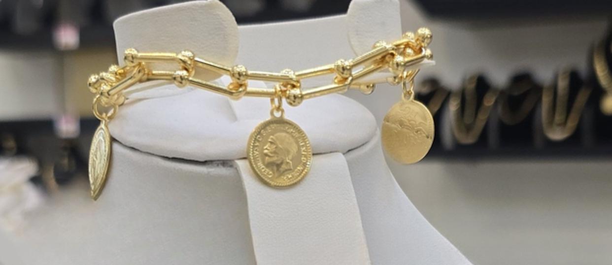 Gold Plated Coin Jewelry Set Chain Necklace Bracelet Earrings