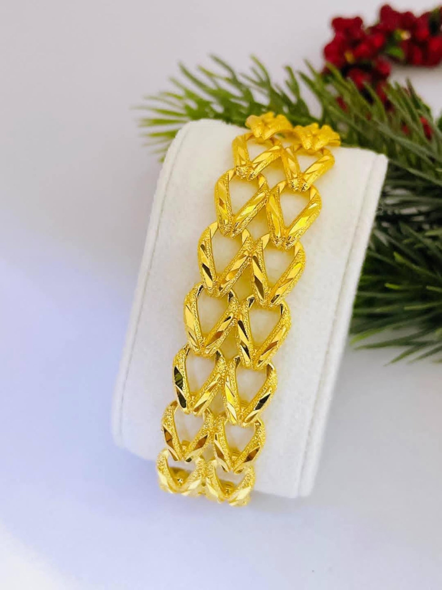 Luxury Gold Plated Wide Bracelet Statement Jewelry Gift
