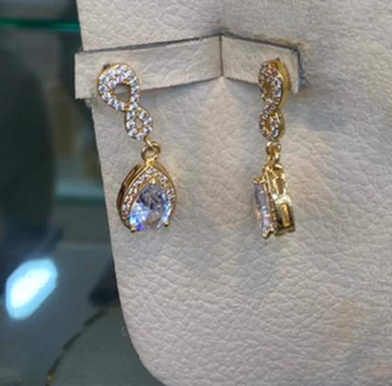 Gold Plated Bridal Jewelry Set Pear Drop Necklace Earrings Ring Luxury