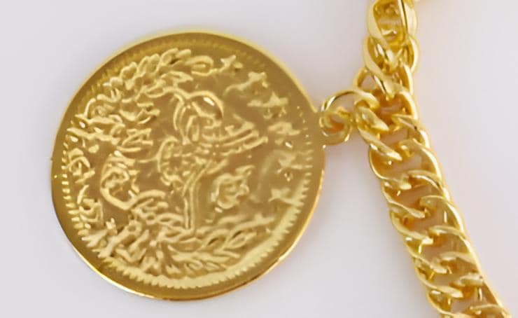 Gold-Plated Ottoman Coin Bracelet | Vintage Turkish Charm Jewelry | Adjustable Chain | Not Real Gold