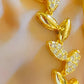 Gold Plated Bracelet Set: Crystal Bangle, Leaf Bracelet, Link Chain