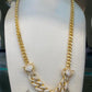 Gold Plated Panther Cuban Chain Jewelry Set Luxury Necklace Choker Earrings Ring