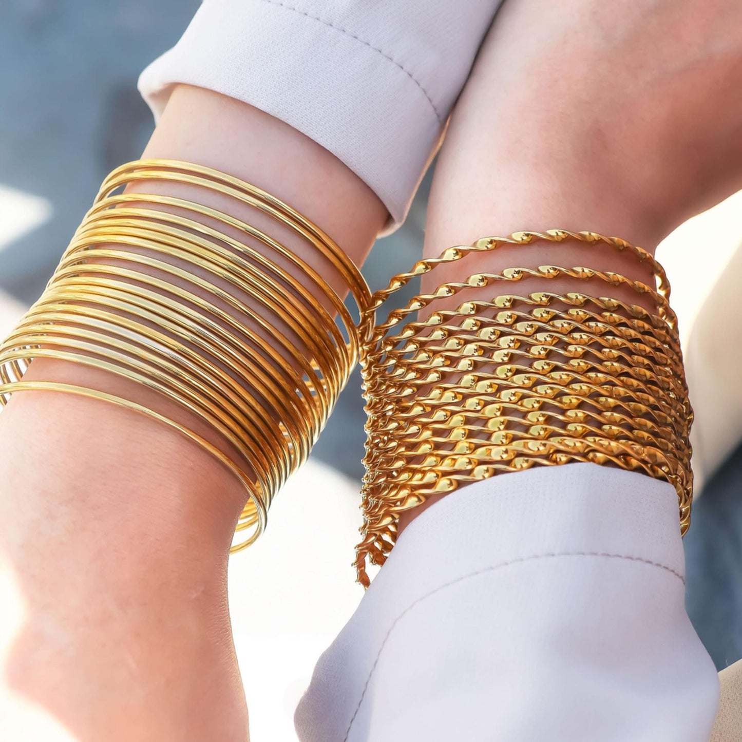 Luxury Gold Plated Stackable Bangles Set