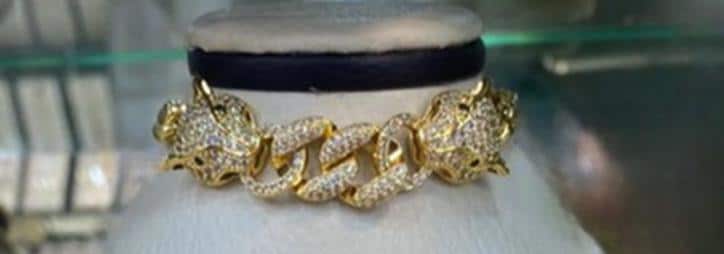 Gold Plated Panther Cuban Chain Jewelry Set Luxury Necklace Choker Earrings Ring