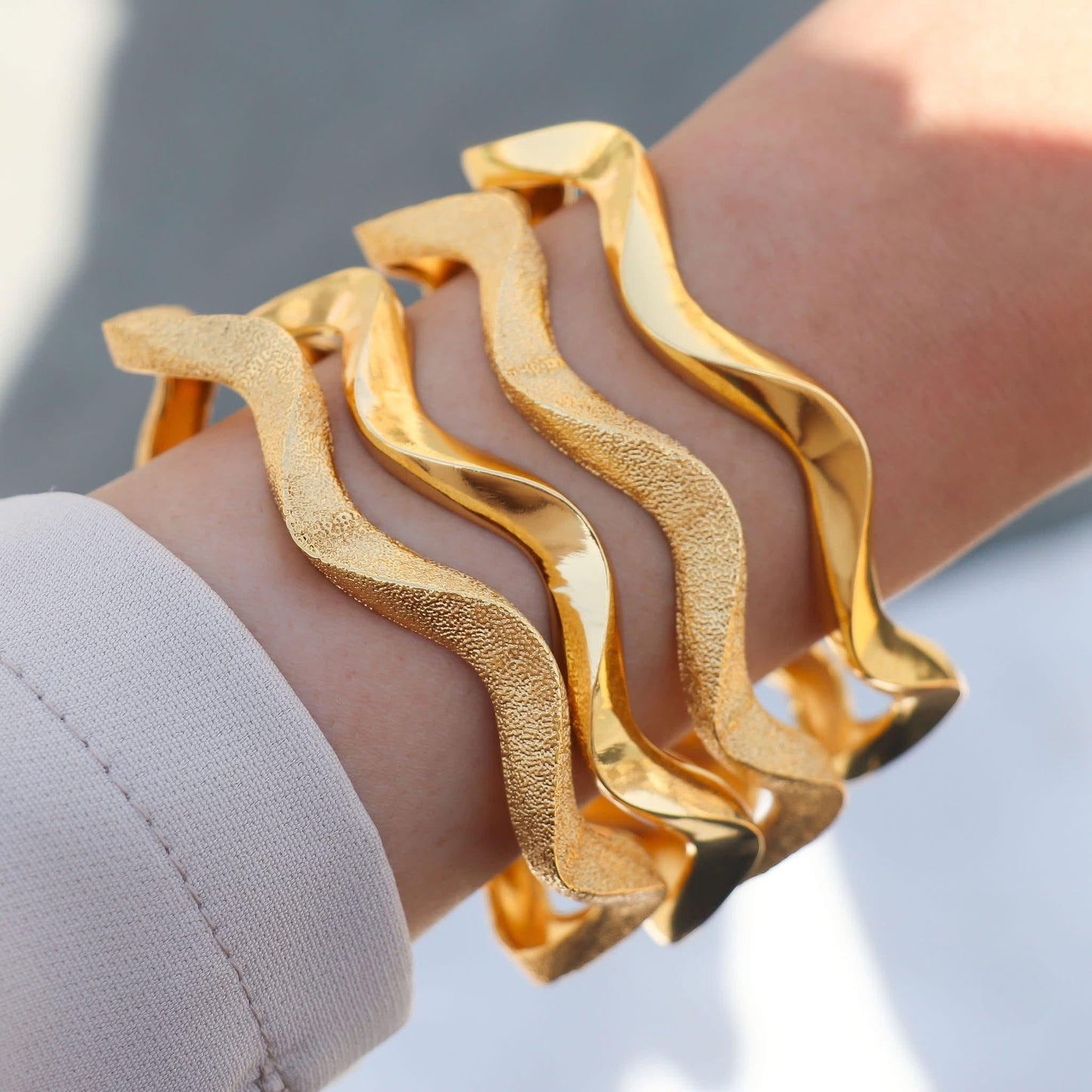 Luxury Gold Plated Stackable Bangles Set