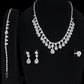 Luxury Silver Teardrop Jewelry Set Bridal Wedding Statement Gift