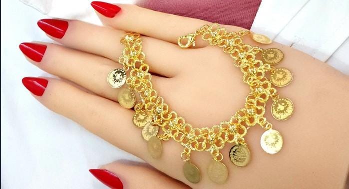Royal Gold Plated Coin Fringe Jewelry Set