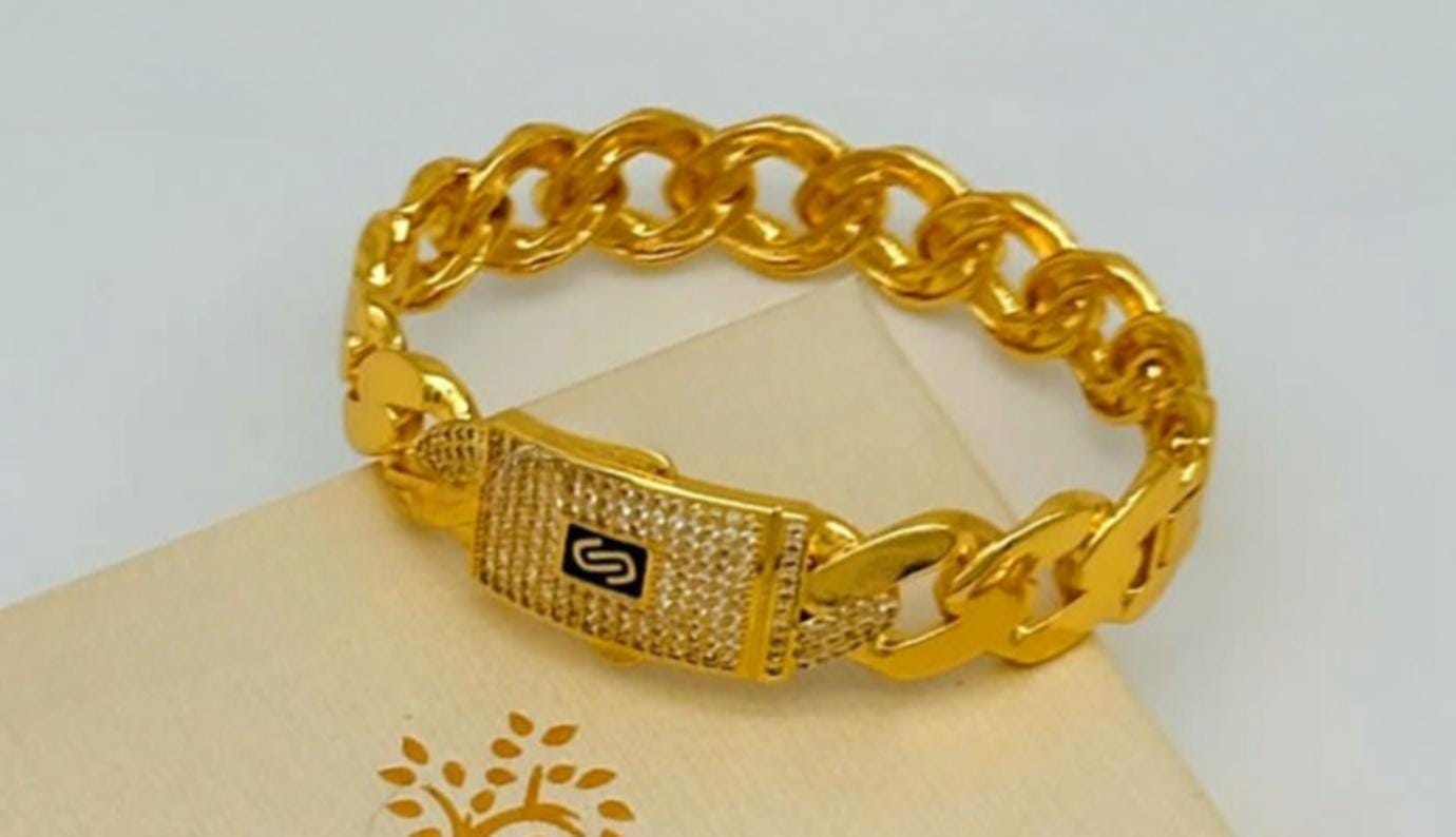 Gold-Plated Cuban Link Monaco Bracelet & Adjustable Ring Set – Sparkling Pave Stone Jewelry