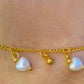 Gold-Plated Anklet Set – Adjustable Coin, Pearl & Crystal Charms Foot Jewelry