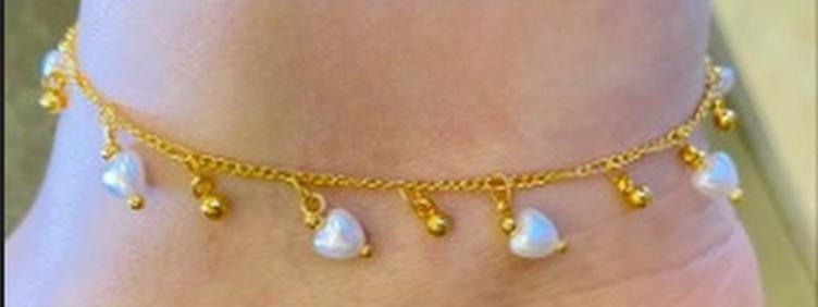 Gold-Plated Anklet Set – Adjustable Coin, Pearl & Crystal Charms Foot Jewelry