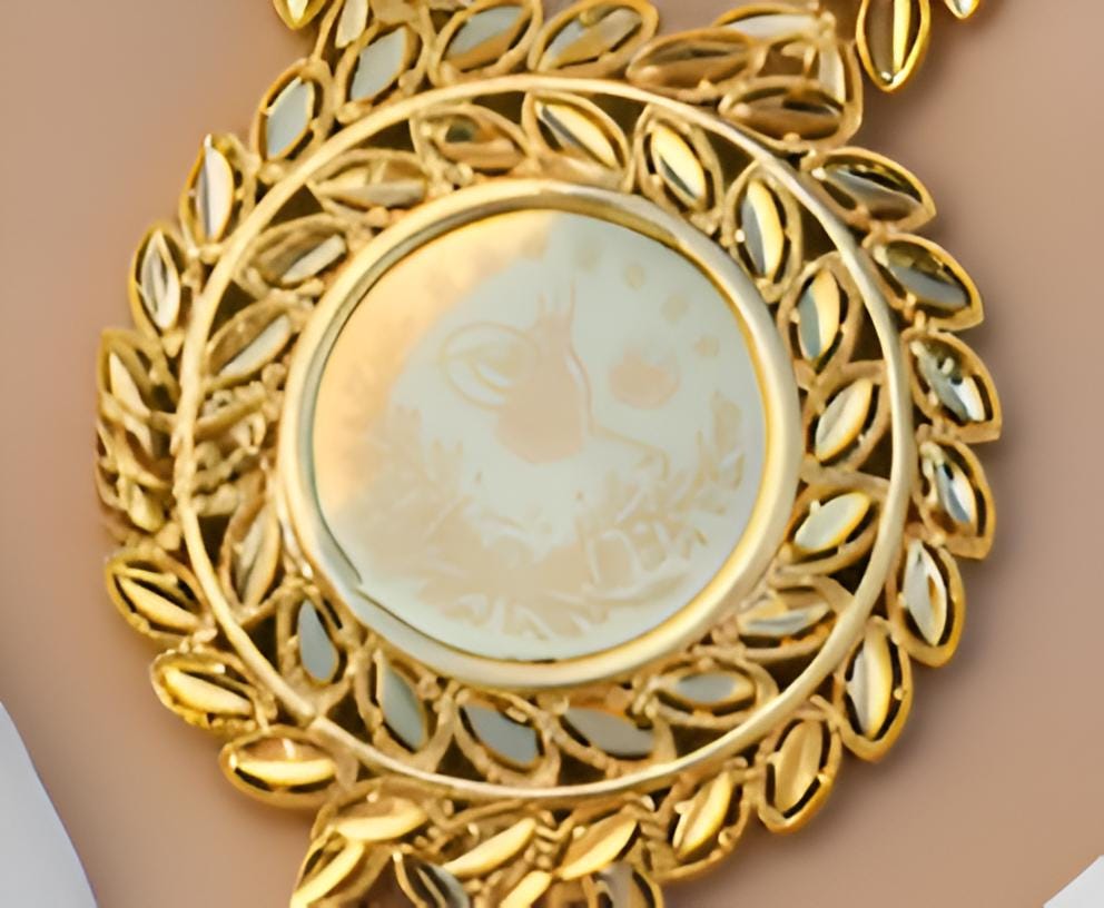 Gold-Plated Arabic Statement Necklace  | Vintage Medallion Jewelry | Bridal Eid Gift | Floral Tassel Chain
