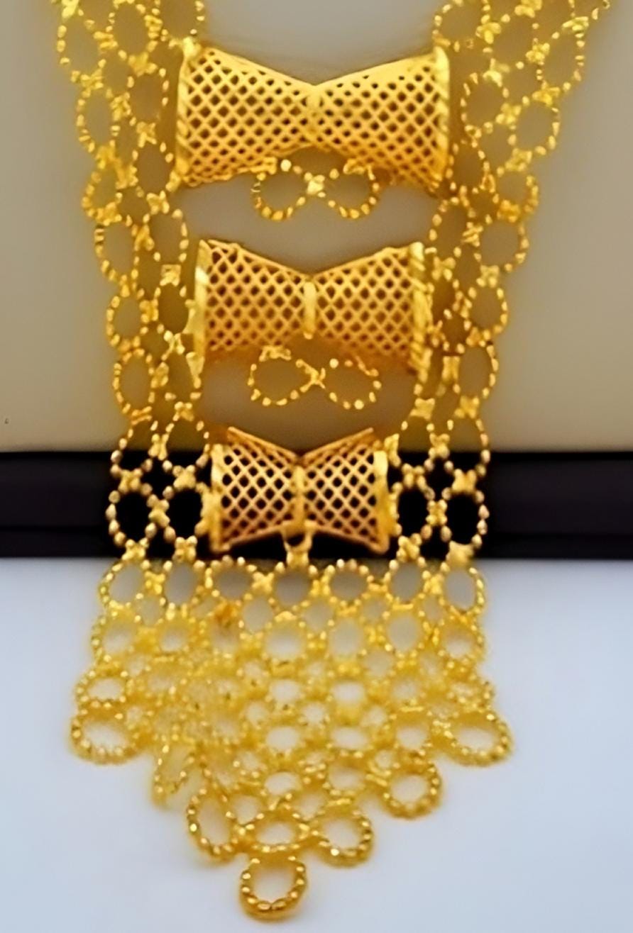 Gold-Plated Ethiopian Bridal Jewelry Set – Statement Necklace & Earrings