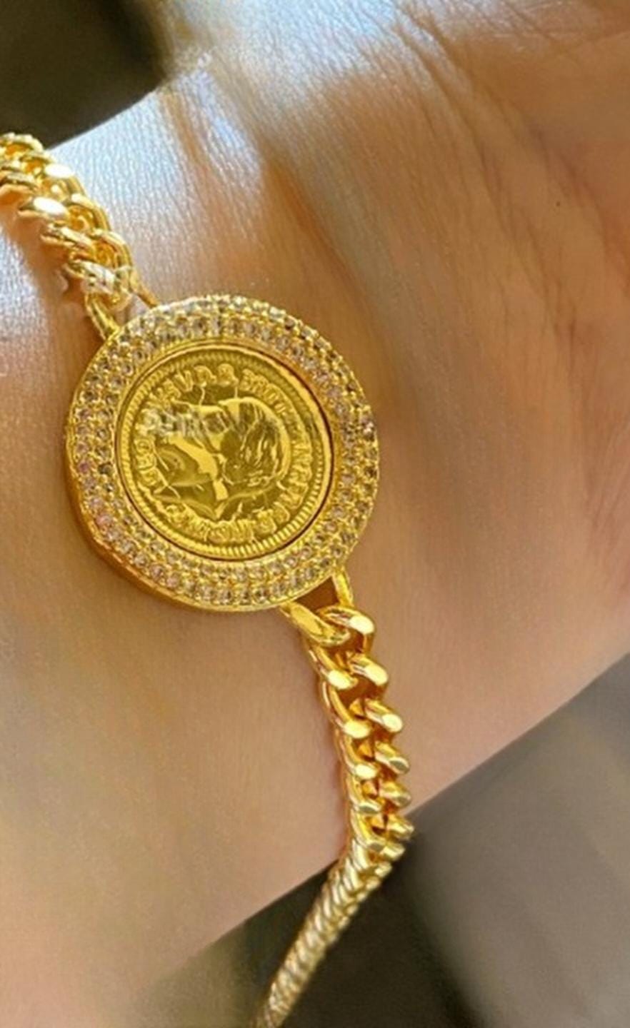 Gold-Plated Ottoman Coin Bracelet Set: Turkish Style Jewelry