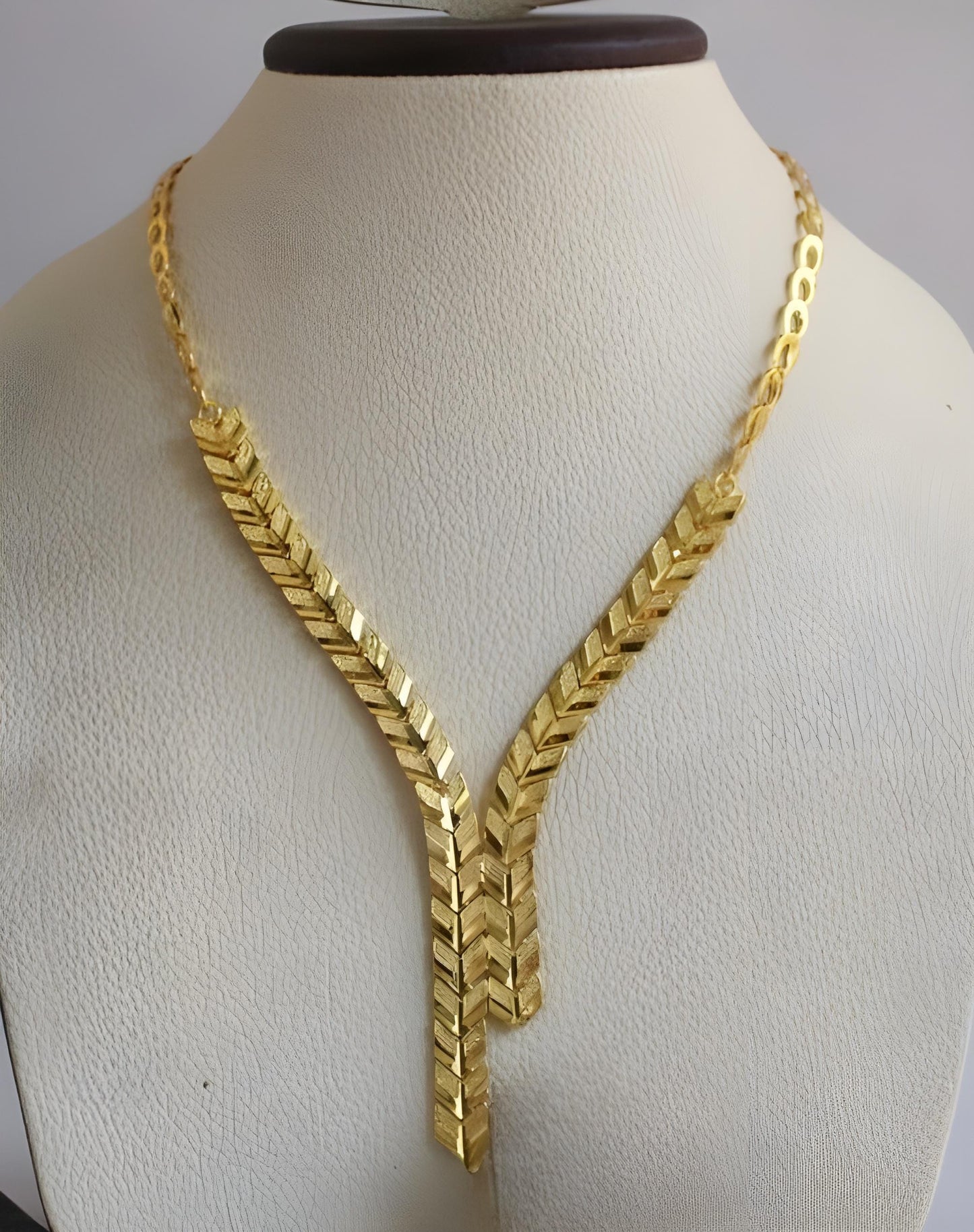 Gold-Plated V-Shape Jewelry Set – Arabic Necklace, Bracelet, Earrings & Ring