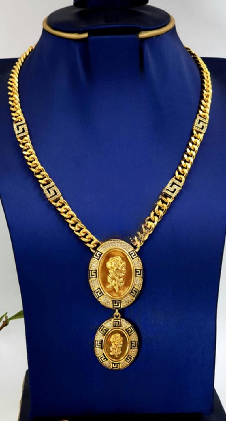 Gold Plated Greek Medallion Jewelry Set Statement