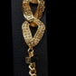 Luxury Gold Plated Chunky Link Jewelry Set • Textured Statement Necklace & Earrings