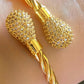 Gold-Plated Crystal Pavé Cable Bracelet Set – 2-Piece Adjustable Twisted Bangles