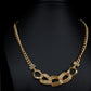 Luxury Gold Plated Chunky Link Jewelry Set • Textured Statement Necklace & Earrings