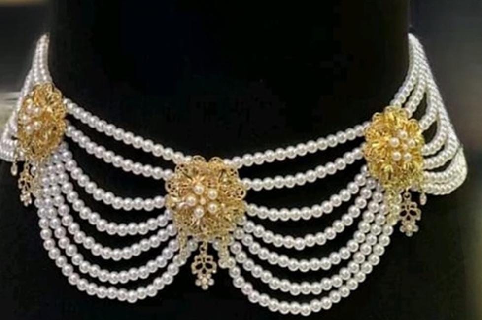 Luxury Bridal Pearl Body Jewelry Gold Plated Set
