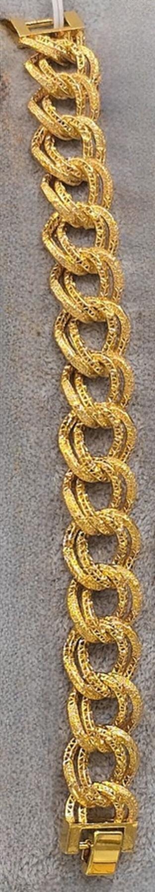Luxury Gold Plated Chunky Chain Bracelet Textured Link Jewelry