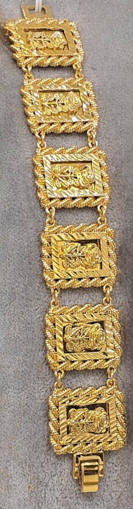 Luxury Gold Plated Chunky Chain Bracelet Textured Link Jewelry