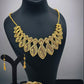Gold Plated Filigree Jewelry Set Leaf Necklace Bracelet Earrings Ring
