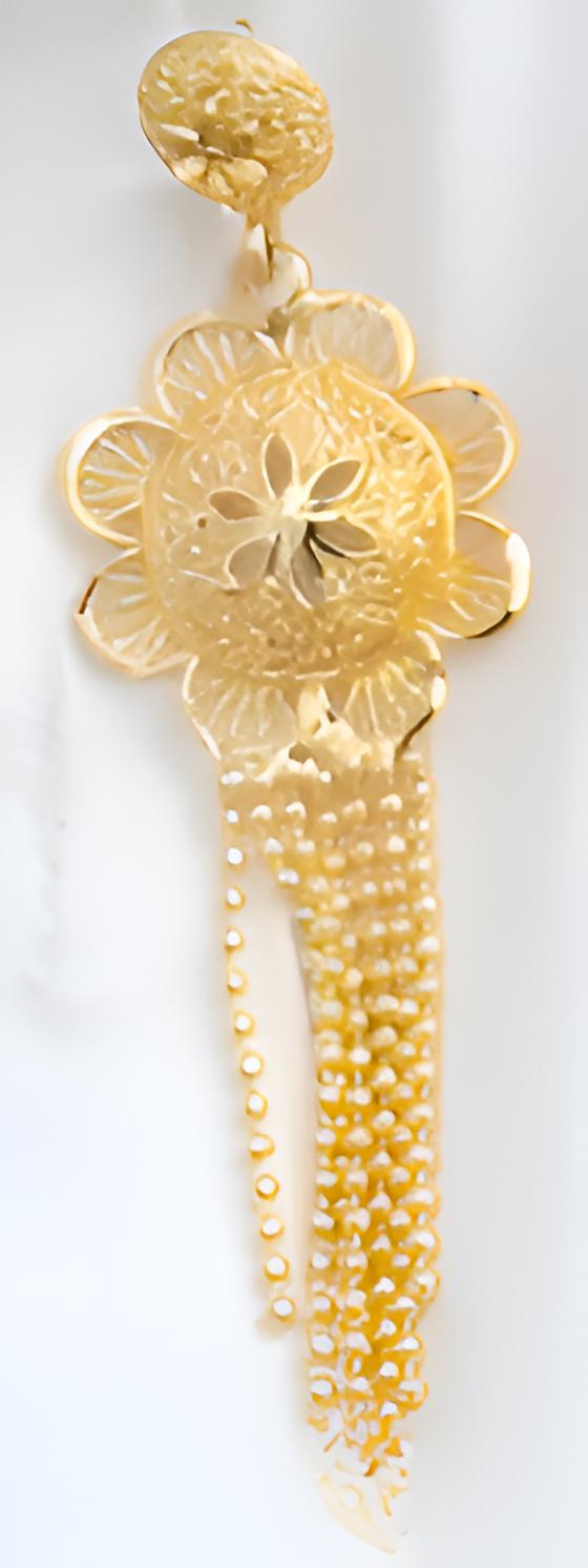 Gold-Plated Bridal Jewelry Set – Floral Necklace & Statement Earrings