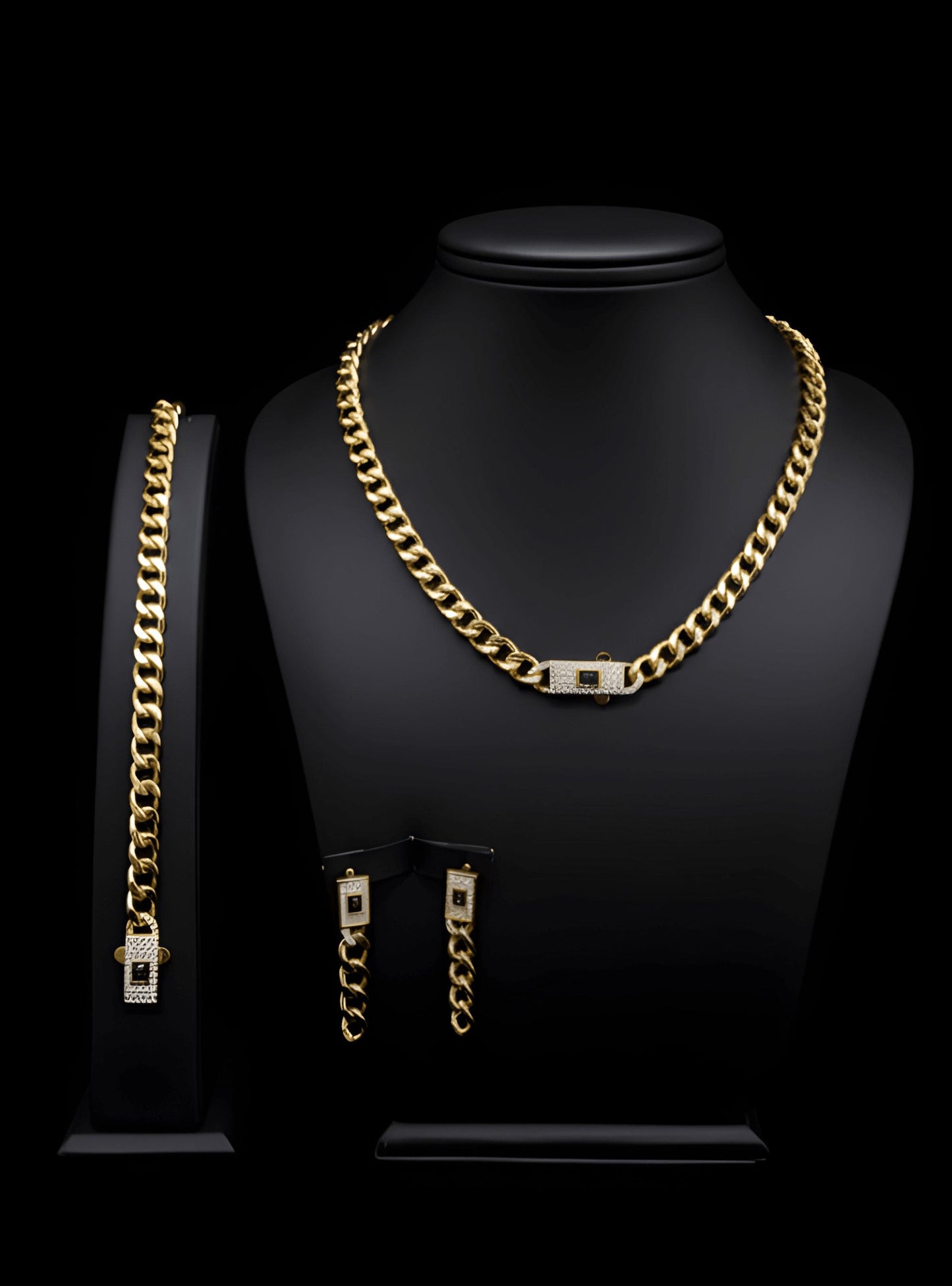 Luxurious Gold Plated Teardrop Crystal Jewelry Set • Elegant Bridal Statement Collection