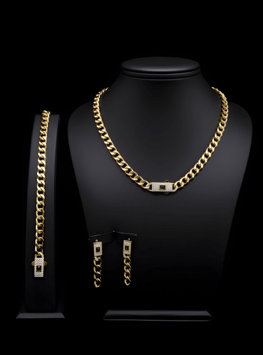 Luxurious Gold Plated Teardrop Crystal Jewelry Set • Elegant Bridal Statement Collection