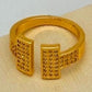 Gold-Plated Open Cuff Bracelet & Adjustable Ring Set – Pave Stone Jewelry for Women