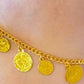 Gold-Plated Anklet Set – Adjustable Coin, Pearl & Crystal Charms Foot Jewelry