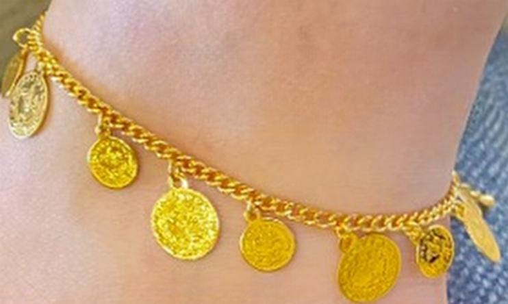 Gold-Plated Anklet Set – Adjustable Coin, Pearl & Crystal Charms Foot Jewelry