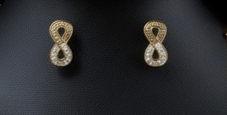 Elegant Gold Plated Infinity Jewelry Set • Crystal Greek Key Design • 4Pcs