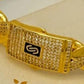 Gold-Plated Cuban Link Monaco Bracelet & Adjustable Ring Set – Sparkling Pave Stone Jewelry
